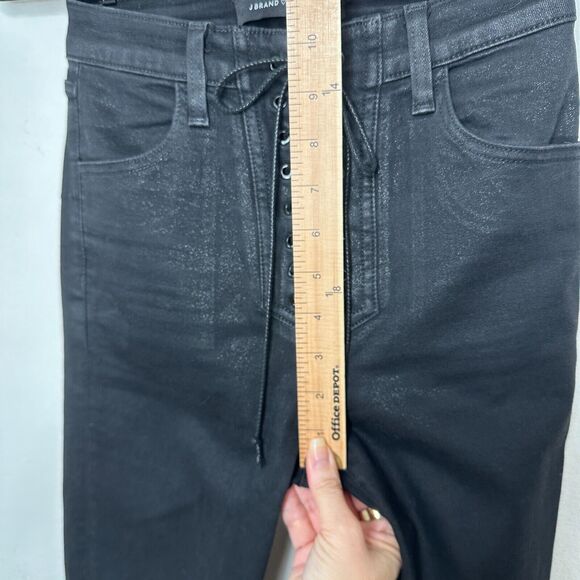 J Brand Steph Shep Charcoal Black High-Rise Laced Up Skinny Jean Vendetta 25 - Picture 15 of 16